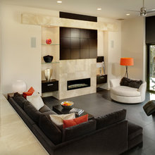 Fireplace with display cabinets