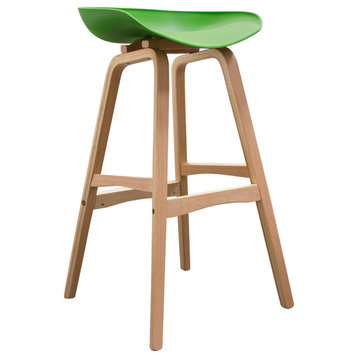 Brentwood Bar Height Stool With Green PP Seat and Molded Bamboo Frame