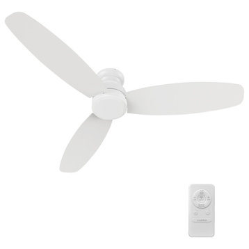 CARRO Indoor Flush Mount Ceiling Fan with Remote Control (NO LED LIGHT), White, 60"