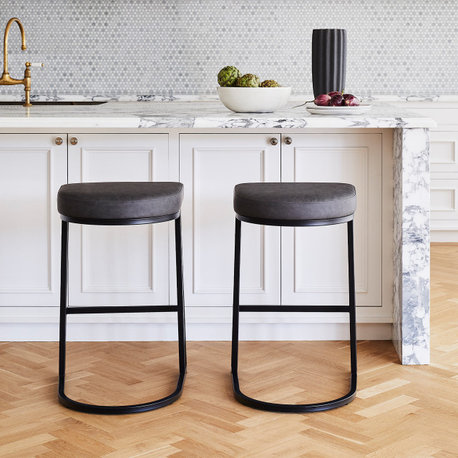 Elite Living Dome (Set of 2) Modern Backless 26" Counter Stool, Dark Gray