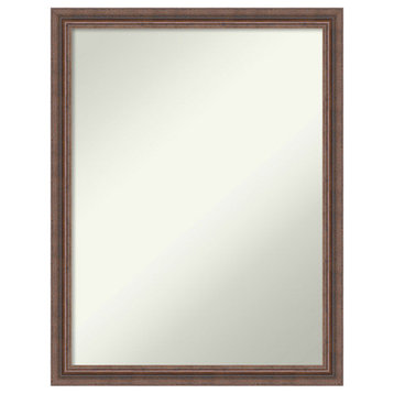 Distressed Rustic Brown Non-Beveled Wood Wall Mirror - 20.5 x 26.5 in.