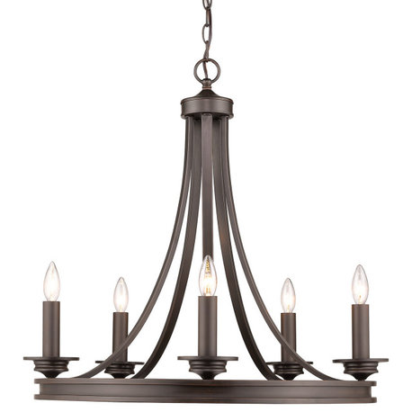 Golden Lighting 3836-5 Saldano 5 Light 27-1/2"W Taper Candle - Rubbed Bronze