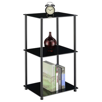 Convenience Concepts Designs2Go Classic Black Glass Three-Shelf Bookcase