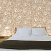Athena Stylized Floral Wallpaper, Beige and White