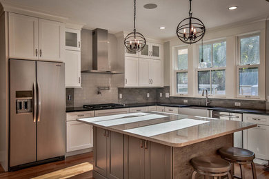 Example of a transitional kitchen design in Boston