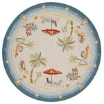 Couristan Inc - Couristan Outdoor Escape Pacific Heights Outdoor Area Rug, Ocean, 7'10" Round - Paying homage to nature's purest pleasures, the Outdoor Escape Collection is Couristan's newest addition to the weather-resistant area rug category. Offering picturesque renditions of various outdoor scenes, these durable performance area rugs have a novelty appeal that is perfect for complementing themed decor. Featuring a unique hand-hooked construction, each design in the collection showcases a textured loop pile that adds dimension to the motifs. With patterns like beach landscapes, lighthouses, and sea shells, these outdoor/indoor area rugs create a soothing atmosphere reminiscent of treasured vacation spots and outdoor hobbies. Welcoming the delights of bare feet, they are surprisingly sturdy and are designed to withstand the rigors of outdoor elements. Made with 100% fiber-enhanced Courtron polypropylene these whimsical floor fashions are mold and mildew resistant and can be used in a multitude of spaces, like covered outdoor patios, sunrooms, and kitchens. Easy to clean, these multi-purpose area rugs are an ideal selection for households where fun is the essential ingredient.