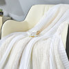 Faux Fur Knitted Throw Blanket, Ivory, 50"X60"