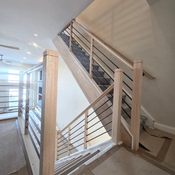Modern Horizontal Railing with Red Oak T-Profile Handrail
