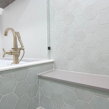 Contemporary Bohemian Primary Bath + Closet Remodel Overland Park, KS