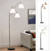 Midtown 3-Light Arch Floor Lamp, Brushed Metal/White