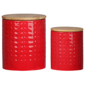 HiEnd Accents Savannah 3-Piece Canister Set; Red