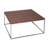 Kensal Walnut Square Coffee Table, Steel Base