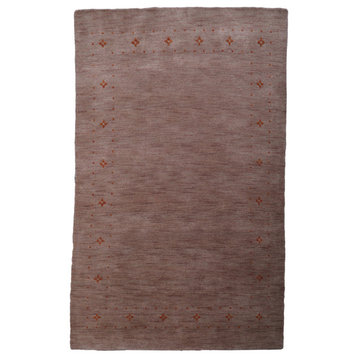 Hand Knotted Loom Wool Area Rug Contemporary Light Brown