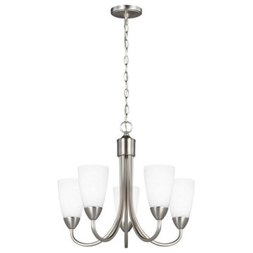 9.5W Five Light Chandelier-Brushed Nickel Finish-Incandescent Lamping Type