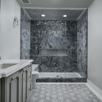 Guest Bath Walk-in Shower and Marble Vanity