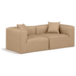 Meridian Furniture - Cube Upholstered Modular Sofa, Tan, 2-Piece: 2 Corner Chair, Vegan Leather - Elevate your space with the luxurious Cube Vegan Leather Modular Sofa. This modular sofa exudes modern elegance, charm, and comfort making it a perfect addition to any contemporary living space. Its clean lines and cube shape are reminiscent of minimalist design, while the plush tan vegan leather upholstery adds a touch of luxury and sophistication. The chair's versatile construction and geometric aesthetic seamlessly integrate into various design styles, from sleek living rooms to chic home offices, embodying the essence of modern design and creating a sense of order and tranquility in your space.