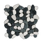 Sliced Black and White Pebble Tile