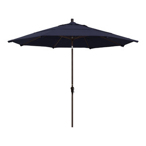 9 Matted Black Collar Tilt Lift Fiberglass Rib Aluminum Umbrella In Olefin Contemporary Outdoor Umbrellas By California Umbrella