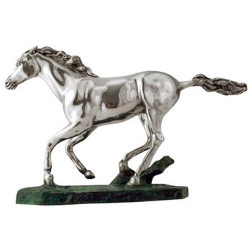 Running Horse Silver Sculpture
