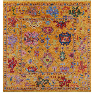 9' Square Turkish Angora Oushak Handmade Wool Rug - Q18946