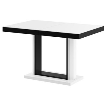 QUATRO Dining Table with Extension, White/Black
