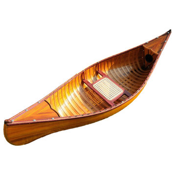 HomeRoots 6' Wooden Canoe Boat Model Sculpture