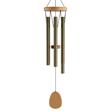 Metal and Wood Wind Chime- 28" Gold Finish by Pure Garden