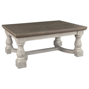 Bowery Hill Modern Wood Top Coffee Table in Gray and White Finish