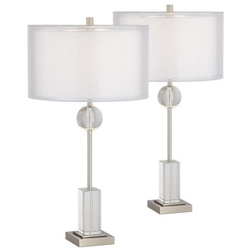Pacific Coast Lighting Vincent Metal and Crystal Table Lamp in Nickel (Set of 2)