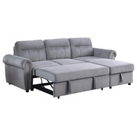 Ashton Velvet Fabric Reversible Sleeper Sectional Sofa Chaise ...