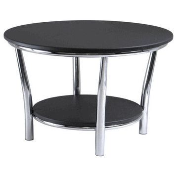 Winsome Wood Maya Round Coffee Table, Black Top, Metal Legs