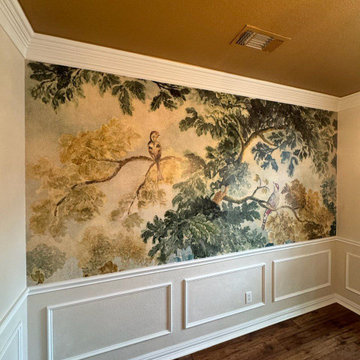 Living room wallpaper installation in Ann Arbor, MI 48104