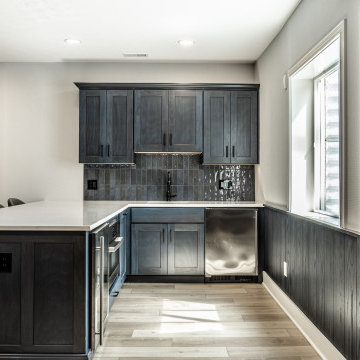 Modern Basement Remodel with Wet Bar, Game Area & Home Theater