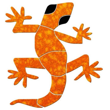 Large Gecko Ceramic Swimming Pool Mosaic 20"x19", Orange