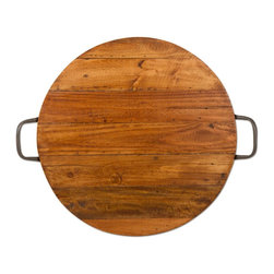 20 in. x 20 in. Reclaimed Wood Handled Serving Tray - Serving Trays
