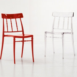 GIUSEPPINA Stacking Side Chair Transparent & Red - Dining Chairs