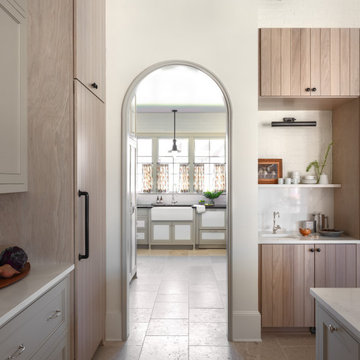 Los Angeles Modern Farmhouse English Country Classic Kitchen Limestone Floors