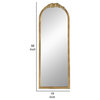 Benzara BM285555 Tall Arched Floor Mirror, Antique Floral Design, Gold