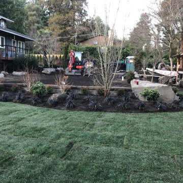 Bocce Ball Court, Pond, Granite Rocks and Dimensonal Flagstone