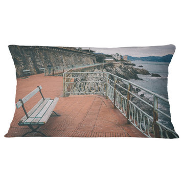 Seating in Genoa Nervi Coast Seashore Throw Pillow, 12"x20"