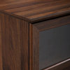 Walker Edison 58" Glass & Wood Split Panel Door TV Console-Dark Walnut