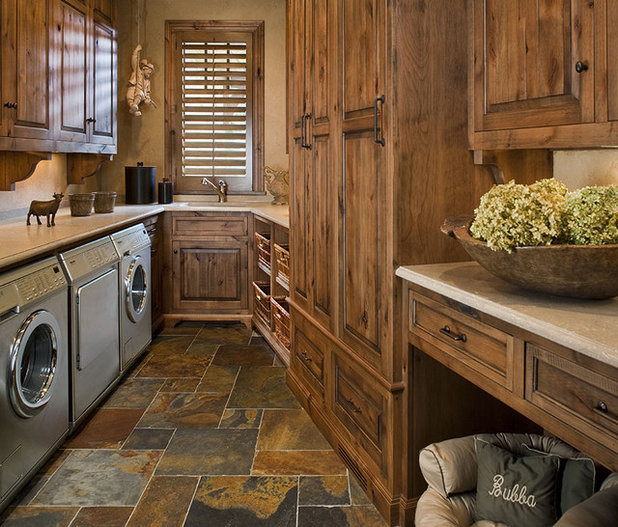 Renovation Detail: The Built-In Dog Bed - Traditional Laundry Room by The Woodshop of Avon