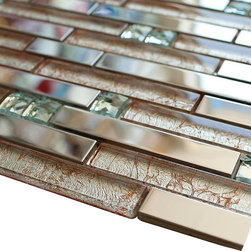 Stainless Steel and Pinky Luxury Diamond Glass Mosaic Tile Collection - Home Accessories & Decor