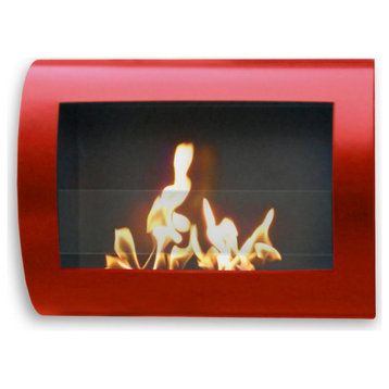 Chelsea Wall Mount Ethanol Fireplace, Red
