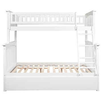 Columbia Bunk Bed Twin Over Full With Full Size Urban Trundle Bed, White
