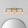 Caleb 30.75" 4-Light Contemporary Transitional Iron/Glass LED Vanity Light