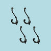 Coat Hooks Black Wrought Iron Double Hook 6-1/2" Set of 4 |