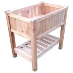Elite Cedar - Cedar Raised Container Garden Planter With Bottom Shelf, Small - Elite CedarTM Elevated / Raised Container Garden are ideal for individuals or organizations with limited space that still want to garden. Grow plants at an easy working height in this unique patio garden; no bending or kneeling to plant, tend or harvest. The compact size is ideal for smaller spaces, and the elevated bed means no weeds and fewer pests.  Grow flowers, salad greens, herbs, even tomatoes and peppers on a deck or patio. The attractive, rot-resistant cedar bed has a 8.5" planting depth for large plants and root crops.  The sturdy bottom shelf is perfect for holding potted plants or supplies!  Includes a fabric liner to keep soil contained while letting excess water drain.  Quality commercial grade construction, slip fit dovetail joint for easy assembly, strength, and durability. 36" x 23.75" x 36" tall