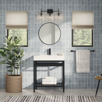 The Nova Bathroom Vanity, Black, 30", Single Sink, Freestanding
