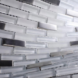 Glossy and Matte Ice Cube with Stainless Steel Subway Glass Mosaic Tiles - Home Accessories & Decor